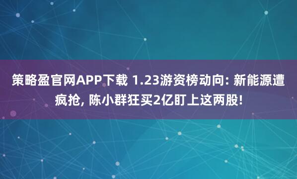 策略盈官网APP下载 1.23游资榜动向: 新能源遭疯抢, 陈小群狂买2亿盯上这两股!